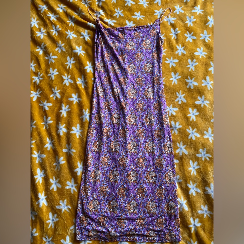Purple floral spaghetti strap dress